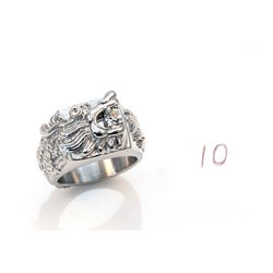Man's Crystal Ring with Dragon Motif