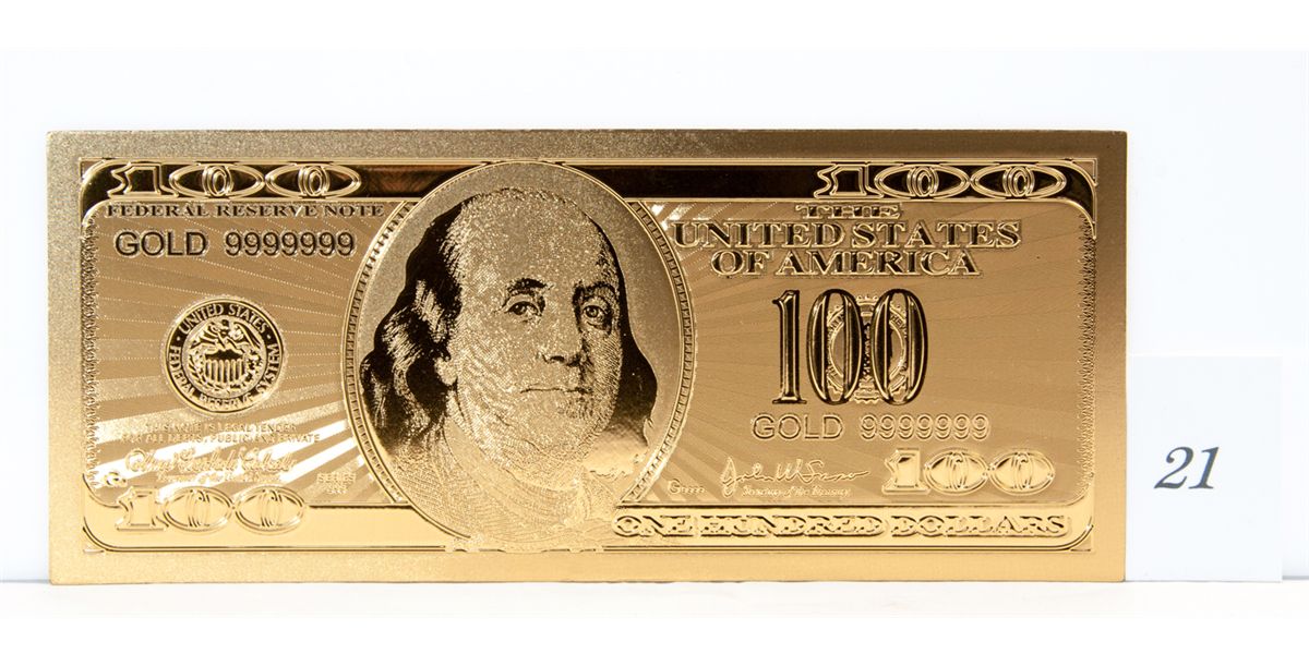 .999 Gold Foil American One Hundred Dollar Bill *NO SHIPPING AVAILABLE*