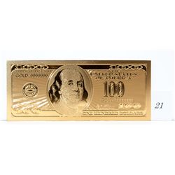 .999 Gold Foil American One Hundred Dollar Bill *NO SHIPPING AVAILABLE*