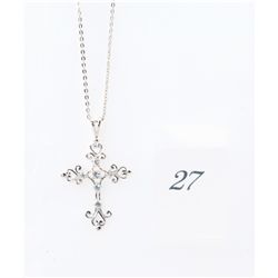 .925 Silver Necklace & Crystal Cross