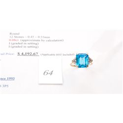 10k gold 7.22carat london blue topaz and diamond