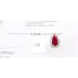 925 solid silver 11.32carat custom made ruby ring