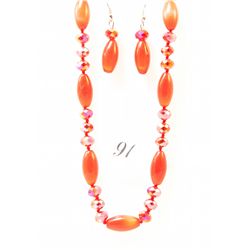 Costume jeweled necklace and earring set