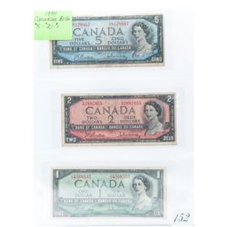 Lot of 3 1954 royal canadian mint bank notes; one,