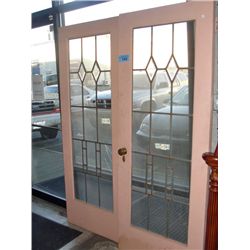 2pc leaded glass front french door set - one door