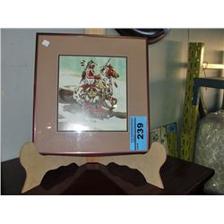 Framed print "indian on painted horse" by artist