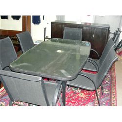 7pc patio set; glasstop table with 6 chairs