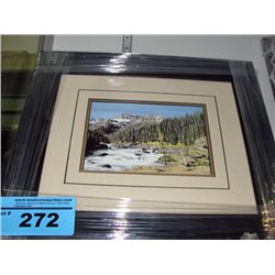 Framed print titled rivers path by artist frank