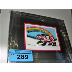 Framed west coast native print titled rainbow bear