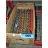 Image 1 : Wooden crate filled with long wood drill bits