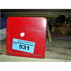 Red metal toolbox and contents