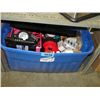 Image 1 : Large blue storage bin filled with assorted