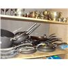 Image 1 : Shelf lot of assorted cookware; pots, pans etc