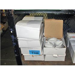 12 3pc white dish sets with wooden tray