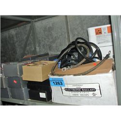 Shelf lot of hardware and misc items