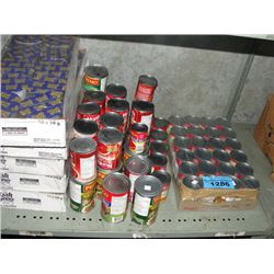 Shelf lot of assorted kraft dinner and canned food