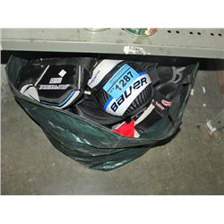 Lot of hockey equipment; pads, shirts, etc