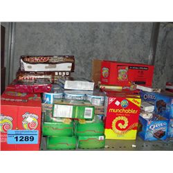 Shelf lot of assorted food product; snack foods