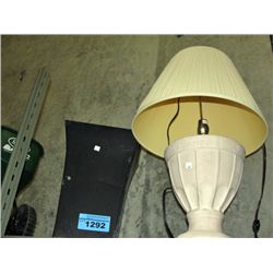 Tin planter and a ceramic base table lamp