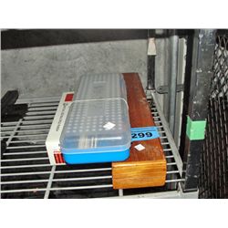 wooden box of painters acrylic paint, art set,