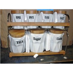 One case of white ceramic spice and tea racks