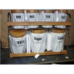 One case of white ceramic spice and tea racks