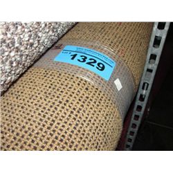 One roll of gold colored new carpeting