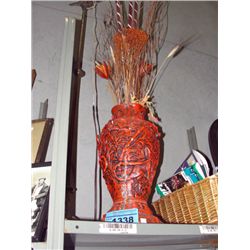 Vintage brass bridge lamp and ceramic floral vase