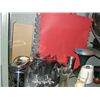 Image 1 : shelf lot of misc items; canister set, lamp, floor