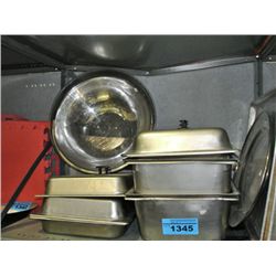 Shelf lot of commercial restuarant kitchen bowls,