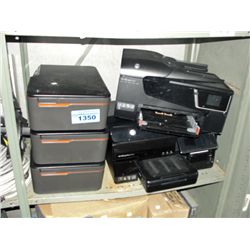 Shelf lot full of desk top printers