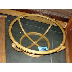 Wicker rattan glass top coffee table