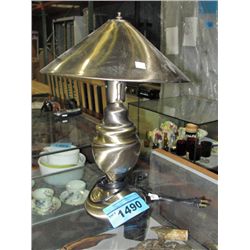 Brushed metal table lamp