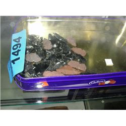 Tin of assorted aboriginal arrow heads