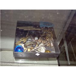 Box of assorted jewelry collectables watches etc