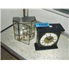 Image 1 : small mantel clock and brass and glass display