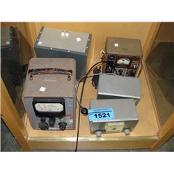 5 vintage electronic components; meters, gauges