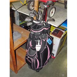 Ladies black and pink caloway golf bag with fila