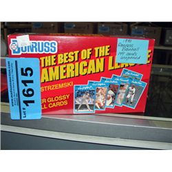 Box of 1990 don russ baseball 144 collectors cards