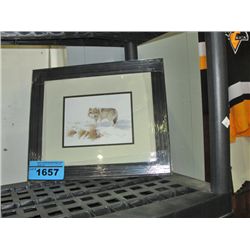 Framed print titled timberwolf by artist marla