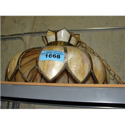 Vintage hanging glass panel light fixture (one