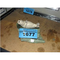 Hand crafted seal figurine on green quartz agate