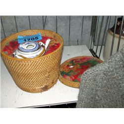 Vintage chinese ceramic teapot with woven case