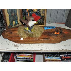 Nicely crafted bald eage ceramic figurine on wood