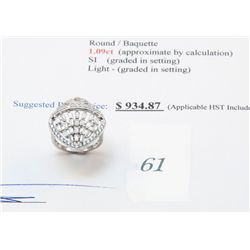 925 solid silver 1.09carat custom made cluster