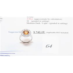 925 solid silver 3.92carat custom made citrine and