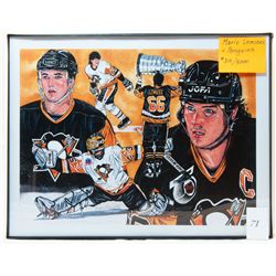 Framed Mario Lemoux and the penguins limited