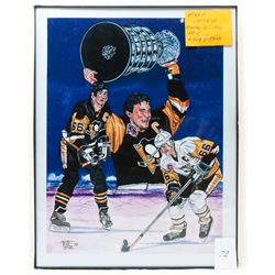 Framed Mario Lemoux and the penguins limited