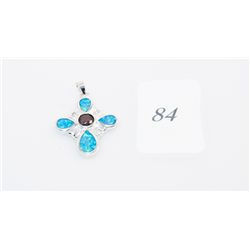 .925 silver garnet and opal cross pendant