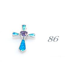 925 silver amethyst and opal cross pendant